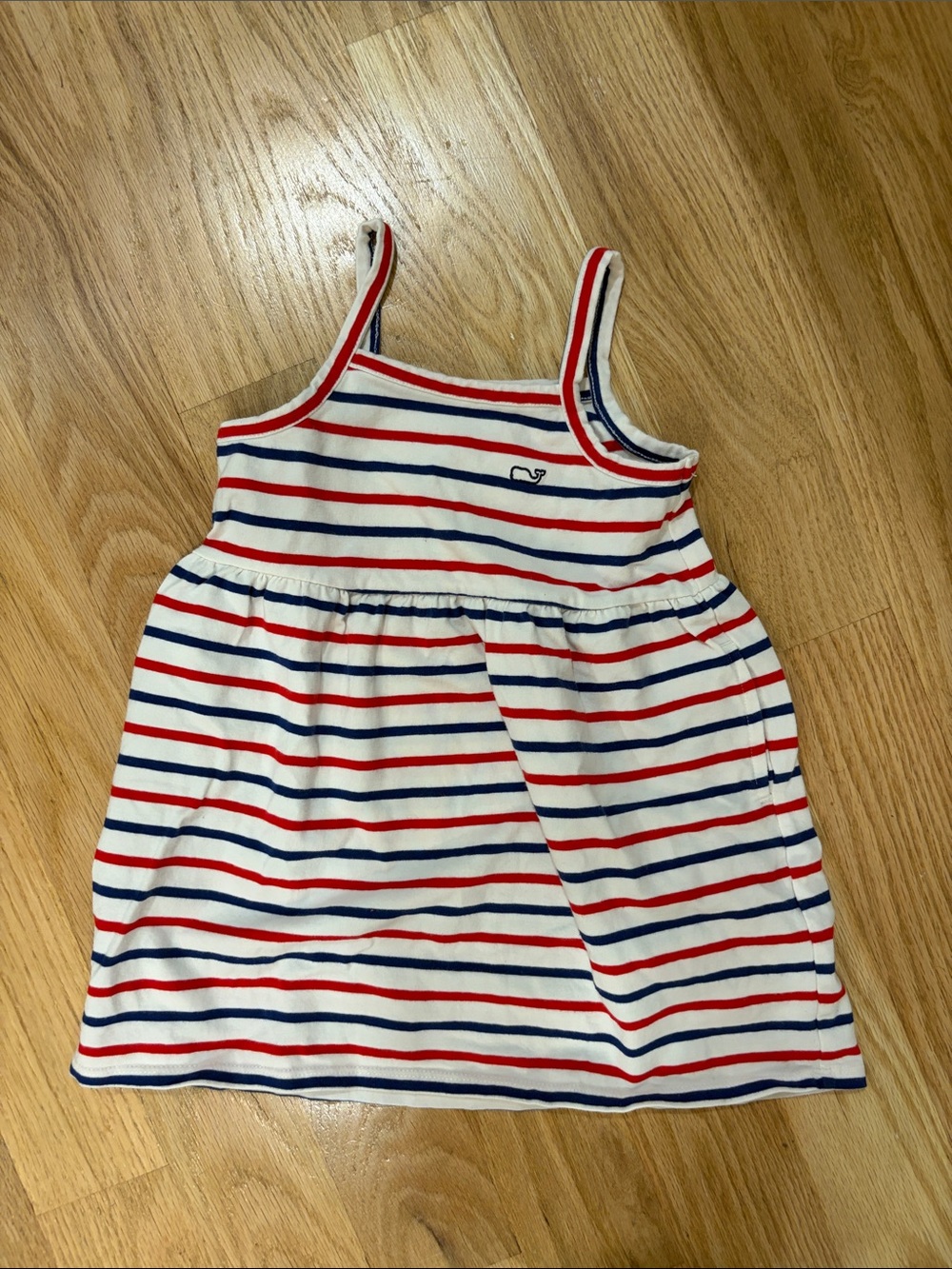 Vineyard Vines White Tank Dress with Red & Navy Stripes